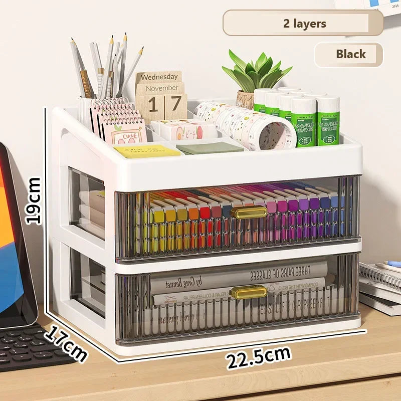 Drawer Storage Desk Organizer Stationery Transparent Office Supplies Organizers Accessories Box Plastic Organizing Boxes School