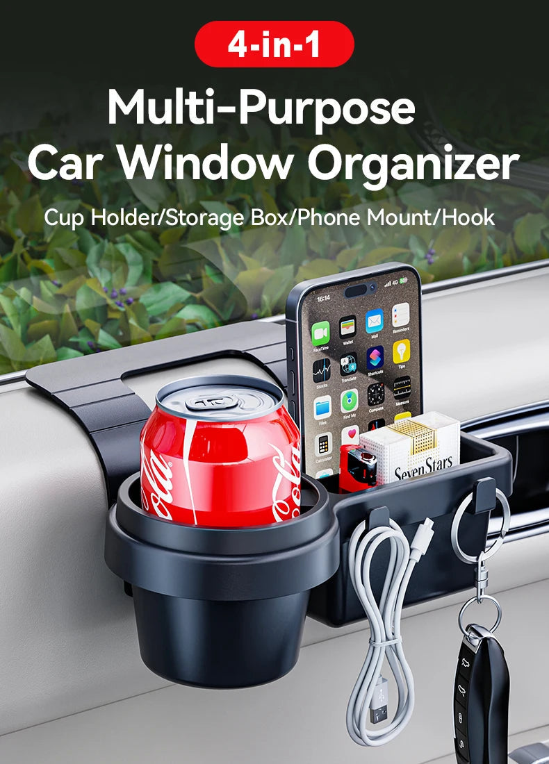 Car Cup Stand Phone Holder Mount Tray Side Door Window Storage Barrel Green Sir Loin
