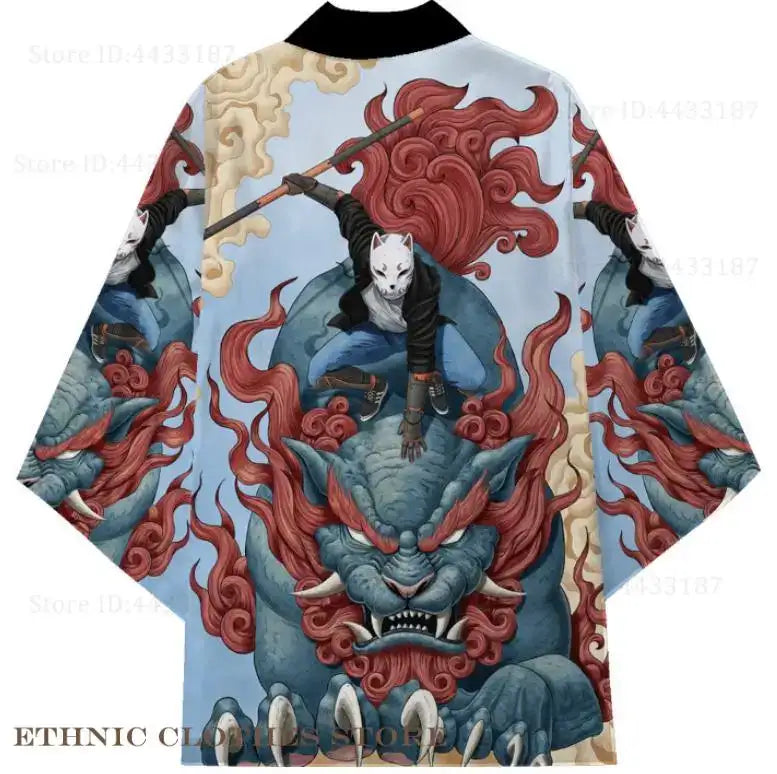 Cárdigan tipo kimono oversize – Cosplay tradicional de samurái para hombre por BellemApple
