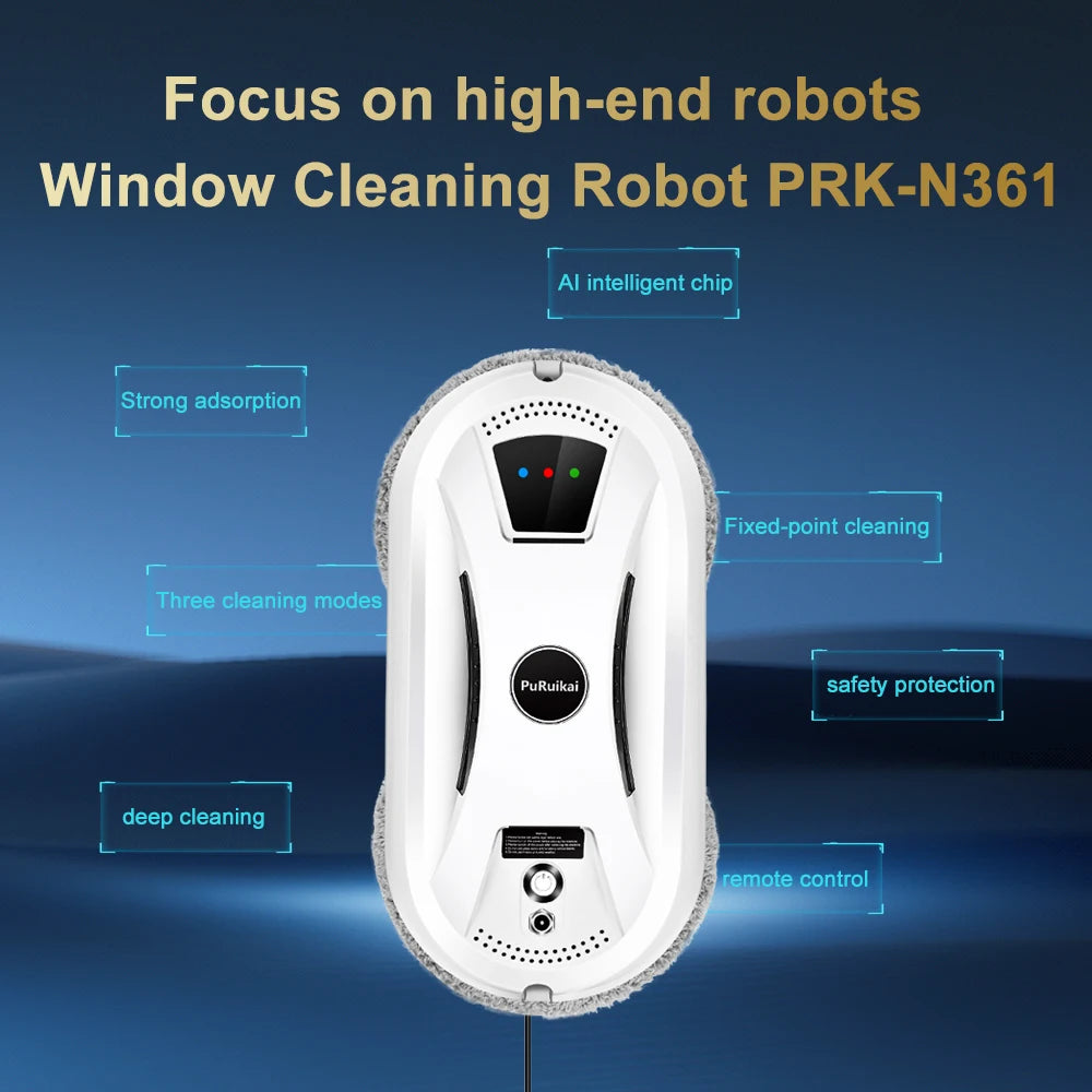 PuRuiKai Robot Vacuum & Window Cleaner – Remote Control