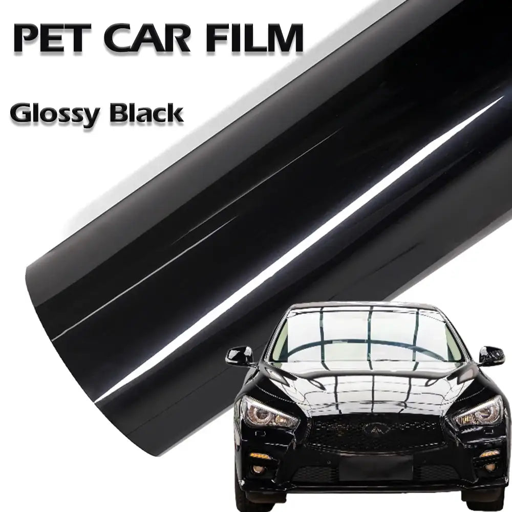 Glänzend schwarze Auto-Vinylfolie zur individuellen Gestaltung, wasserdichte PVC-Autodekoration, PET-Aufkleber, schützende Folie für Motorrad- und Autokarosserien