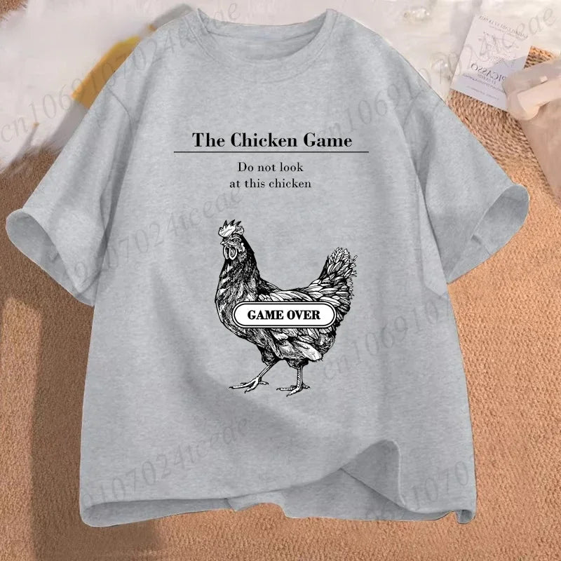 T-shirt homme amusant « Chicken Game Don't Look At The Chicken » – T-shirt imprimé – Hauts de mode pour hommes et femmes – Ropa Hombre