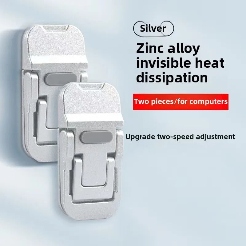 2 soportes mini plegables para portátil, elevador invisible para notebook de aleación de zinc, soporte adhesivo ajustable para teclado de escritorio