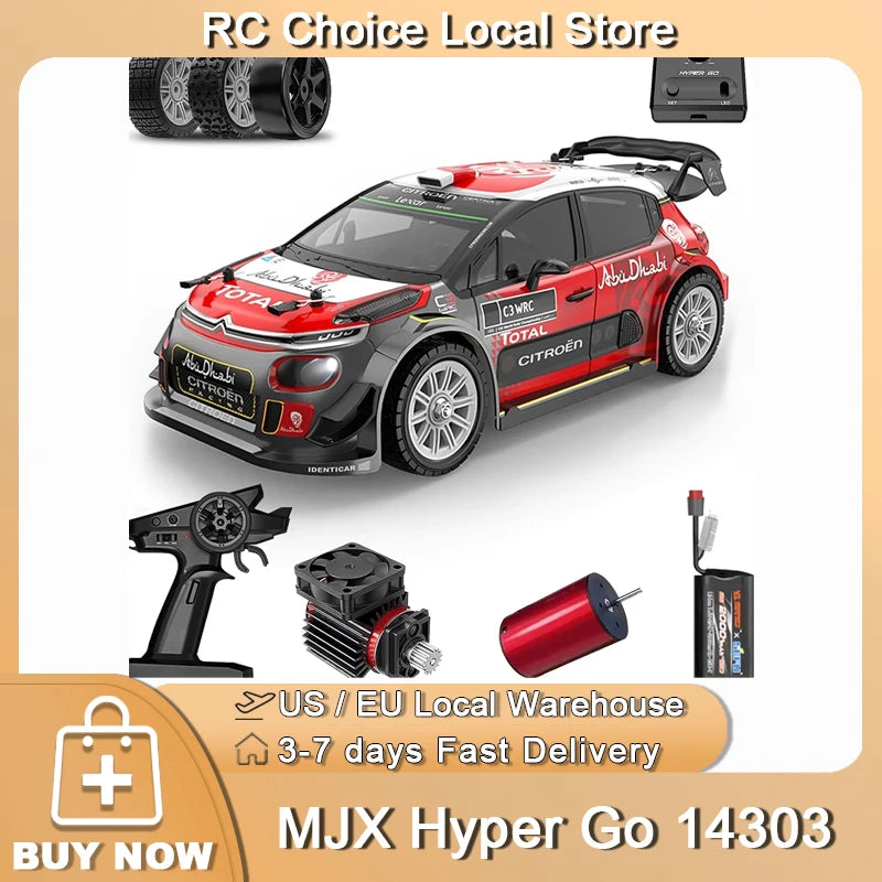 1/14 MJX 14303 Rc Drift Car 2.4G High Speed Drift Rally Truck Hyper Go Brushless 4WD Off-Road RC Cars for Adults for Toys As Gift