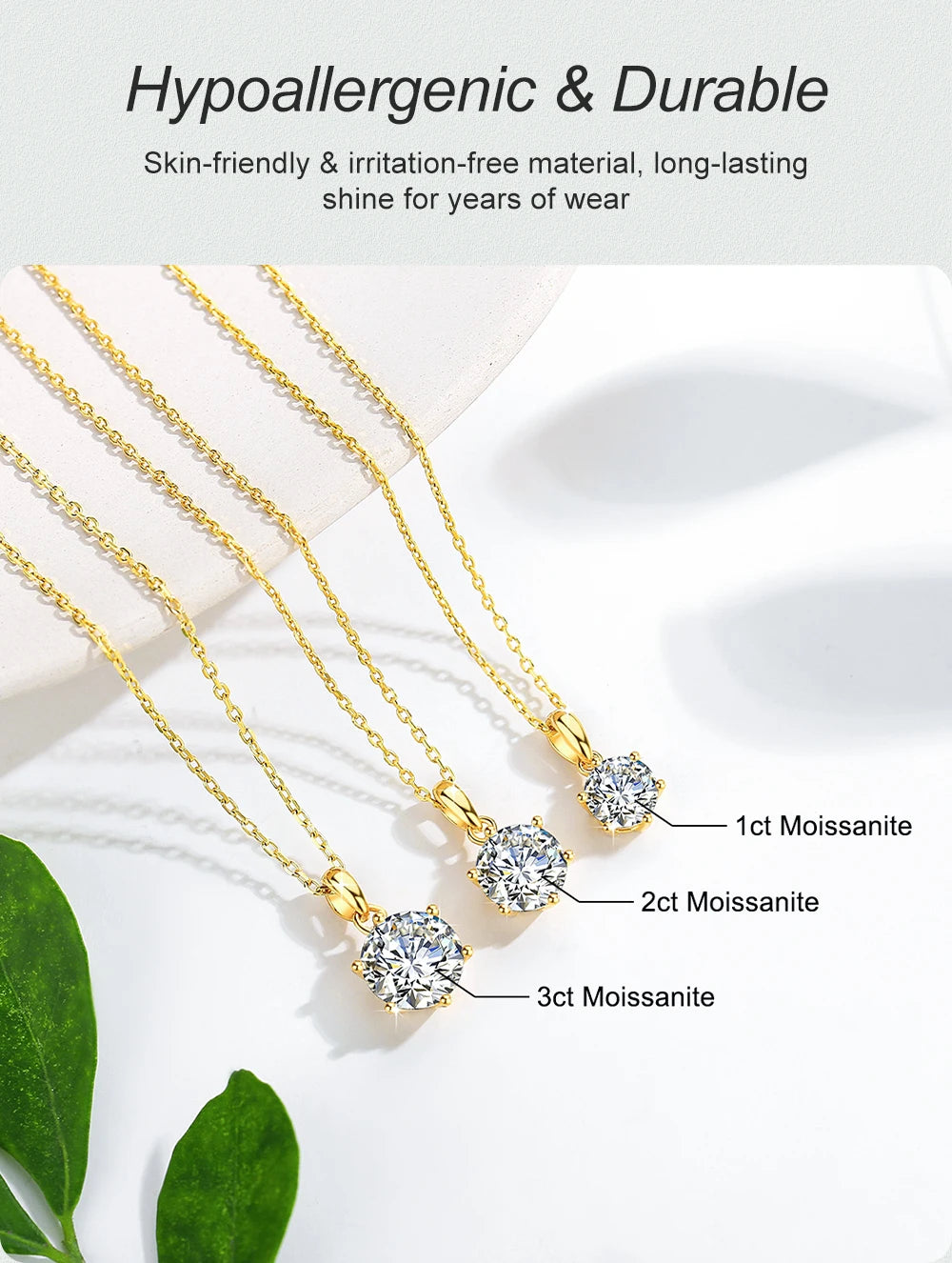 Sparkly 1ct/2ct/3ct Solitaire Round Moissanite Pendant Necklace D VVS1 14k Gold Hollow With Certificate Daily Wear Gift for her