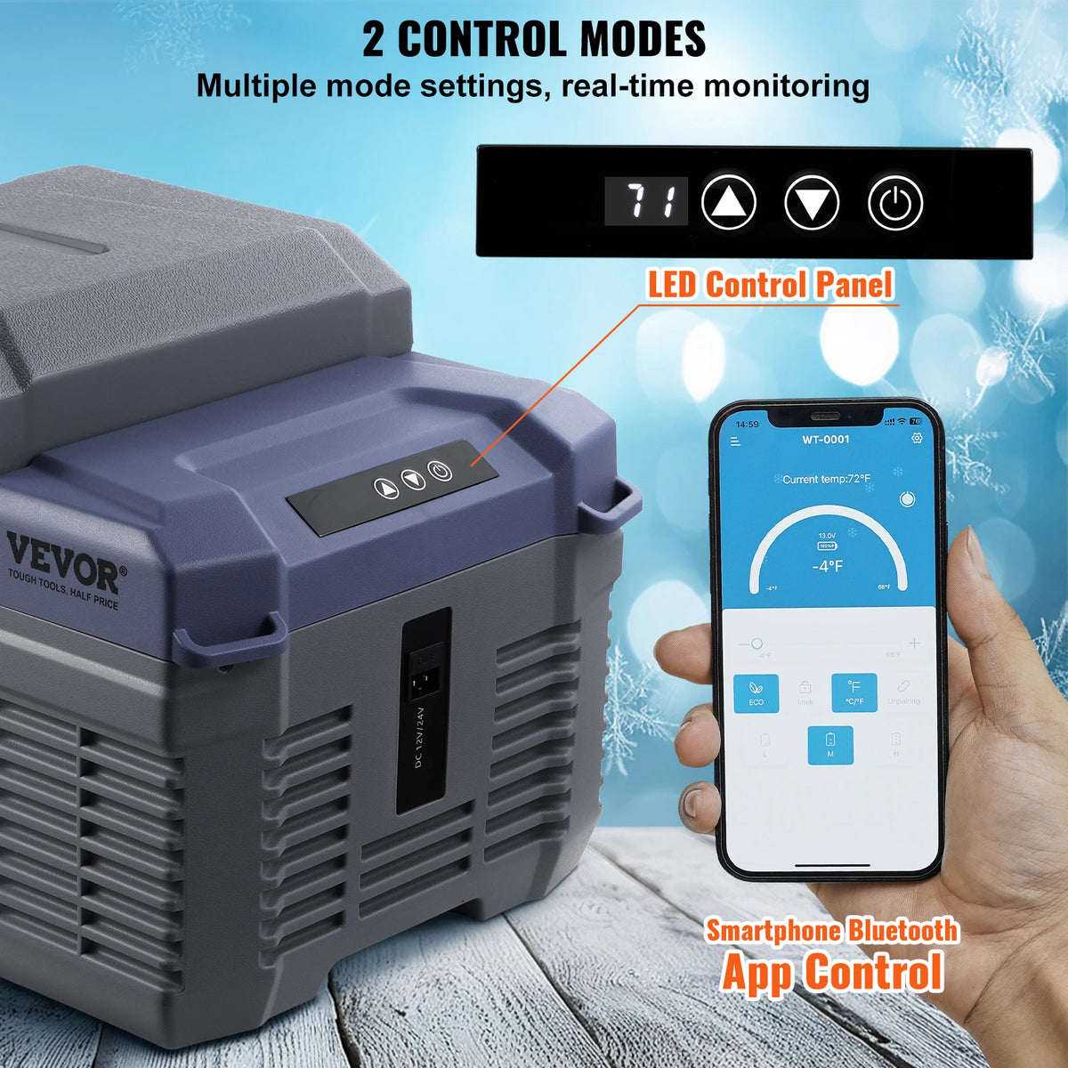 Réfrigérateur de voiture portable SucceBuy – 8L-75L, double zone, Bluetooth