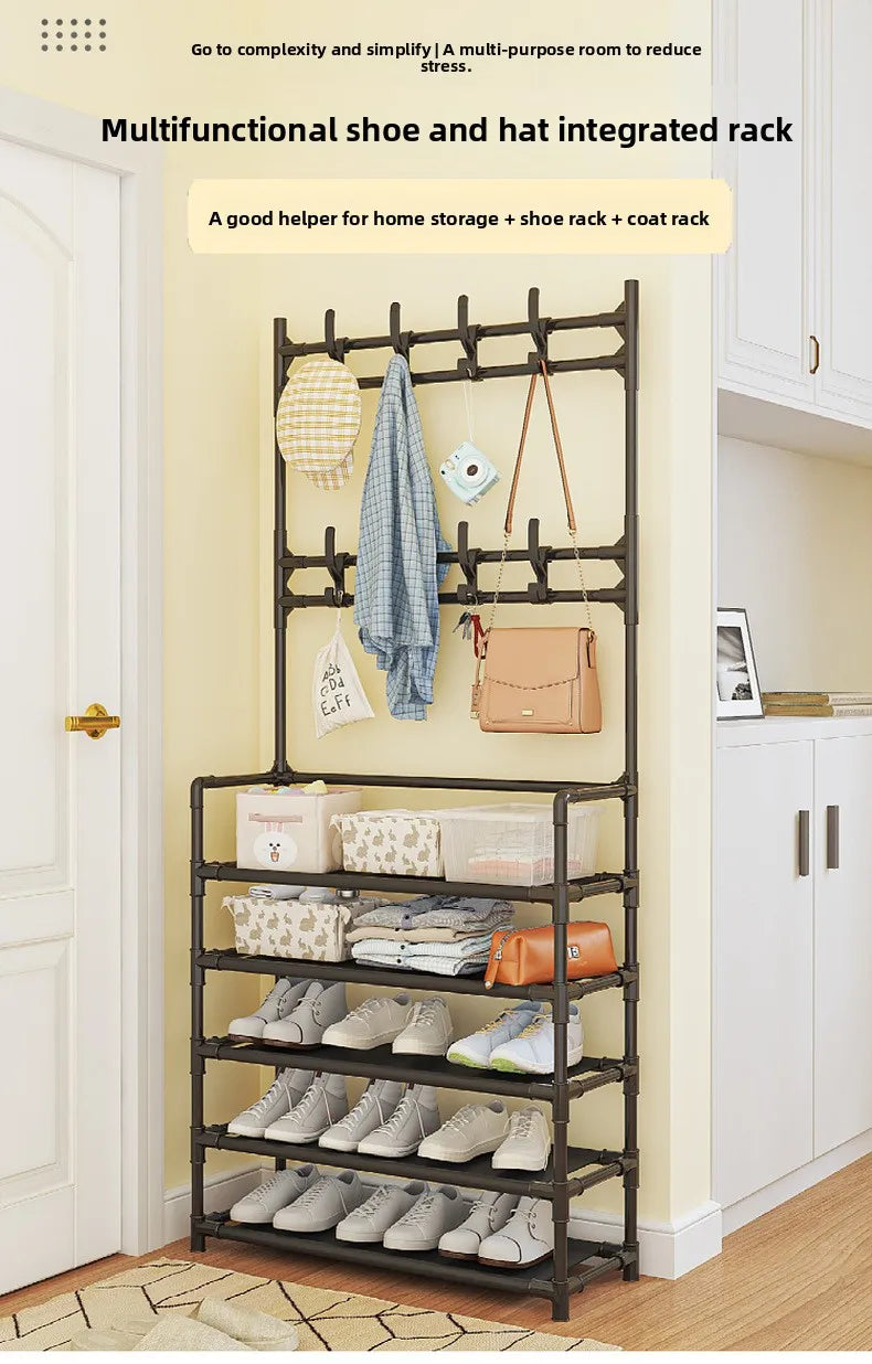 Shoe Rack Simple Door Household Integrated Hanger Multi-layer Storage Shoe Cabinet Floor Rack Shoes