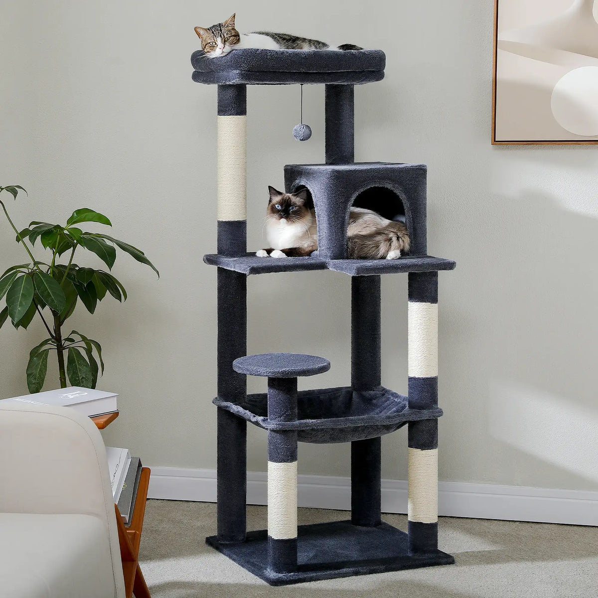 Katzenbaum mit 5 Ebenen für Haushalte mit großen und mehreren Katzen