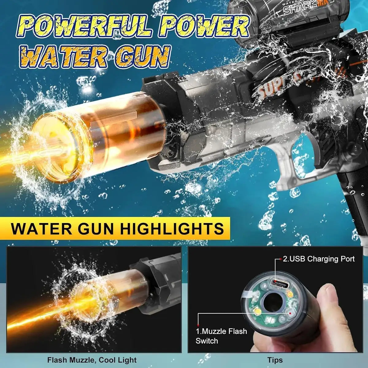 Elektrische Wasserpistole, automatischer Spritzblaster und Wasserspritzer, Sommer-Spielzeug für Strand, Pool und Partys im Freien, Geschenk für Erwachsene und Kinder