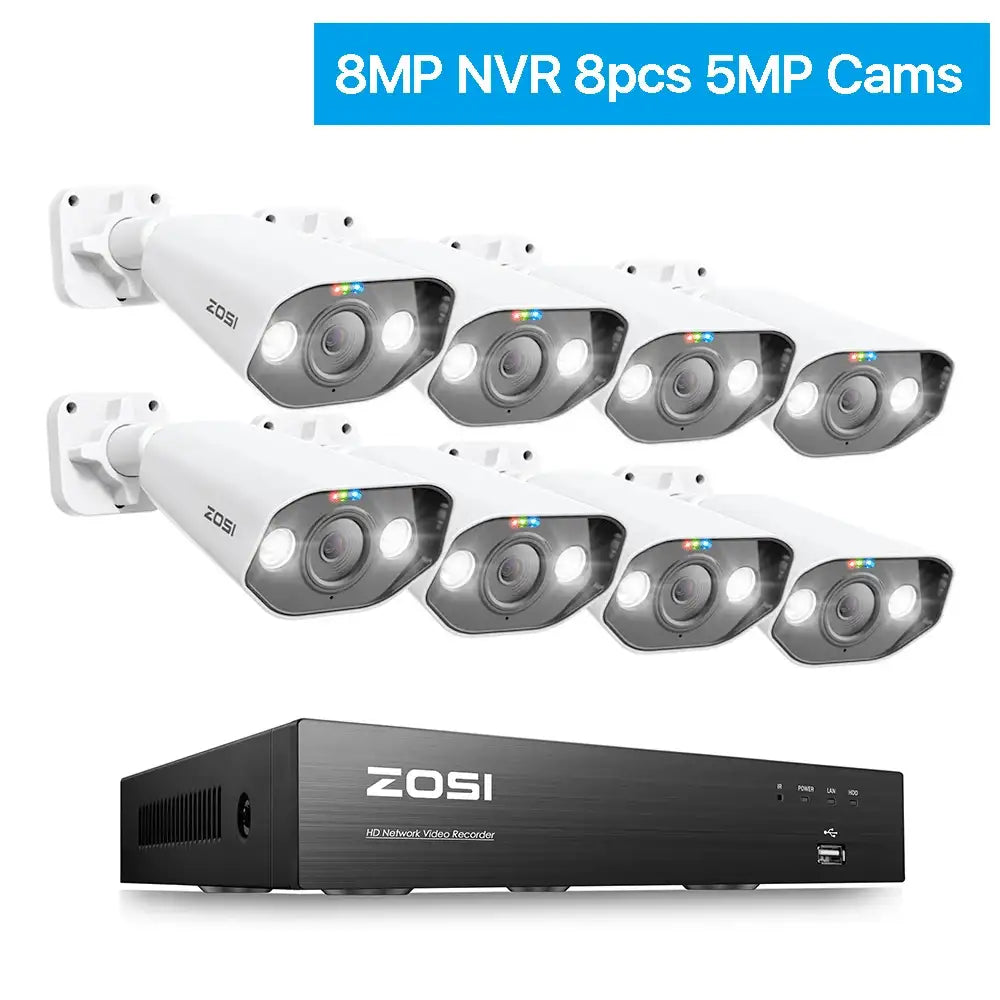 ZOSI 8CH 4K POE Security System – AI Starlight Night Vision