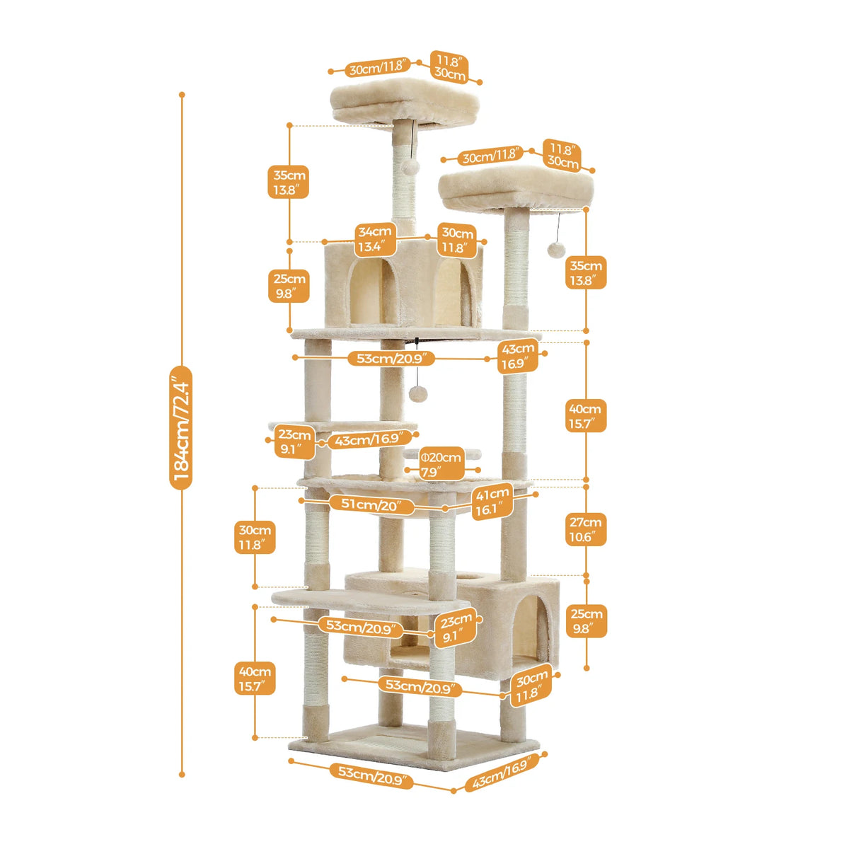 Torre rascador para gatos extragrande de varios niveles con hamaca y condominio