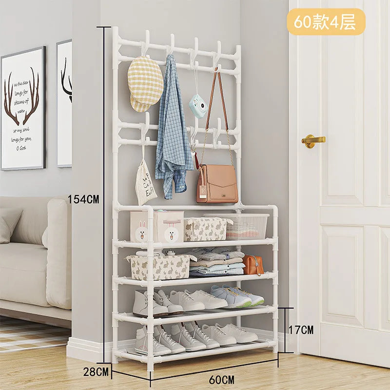 Shoe Rack Simple Door Household Integrated Hanger Multi-layer Storage Shoe Cabinet Floor Rack Shoes