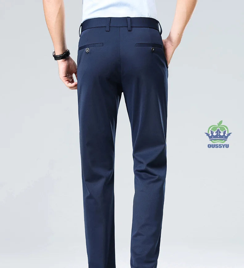 Brand Clothing Summer Thin Men's Stretch Suit Pants Business Slim Straight Work Office Black Formal Trousers Men Plus Size 40