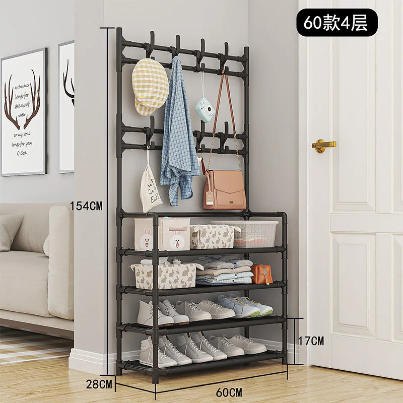 Shoe Rack Simple Door Household Integrated Hanger Multi-layer Storage Shoe Cabinet Floor Rack Shoes