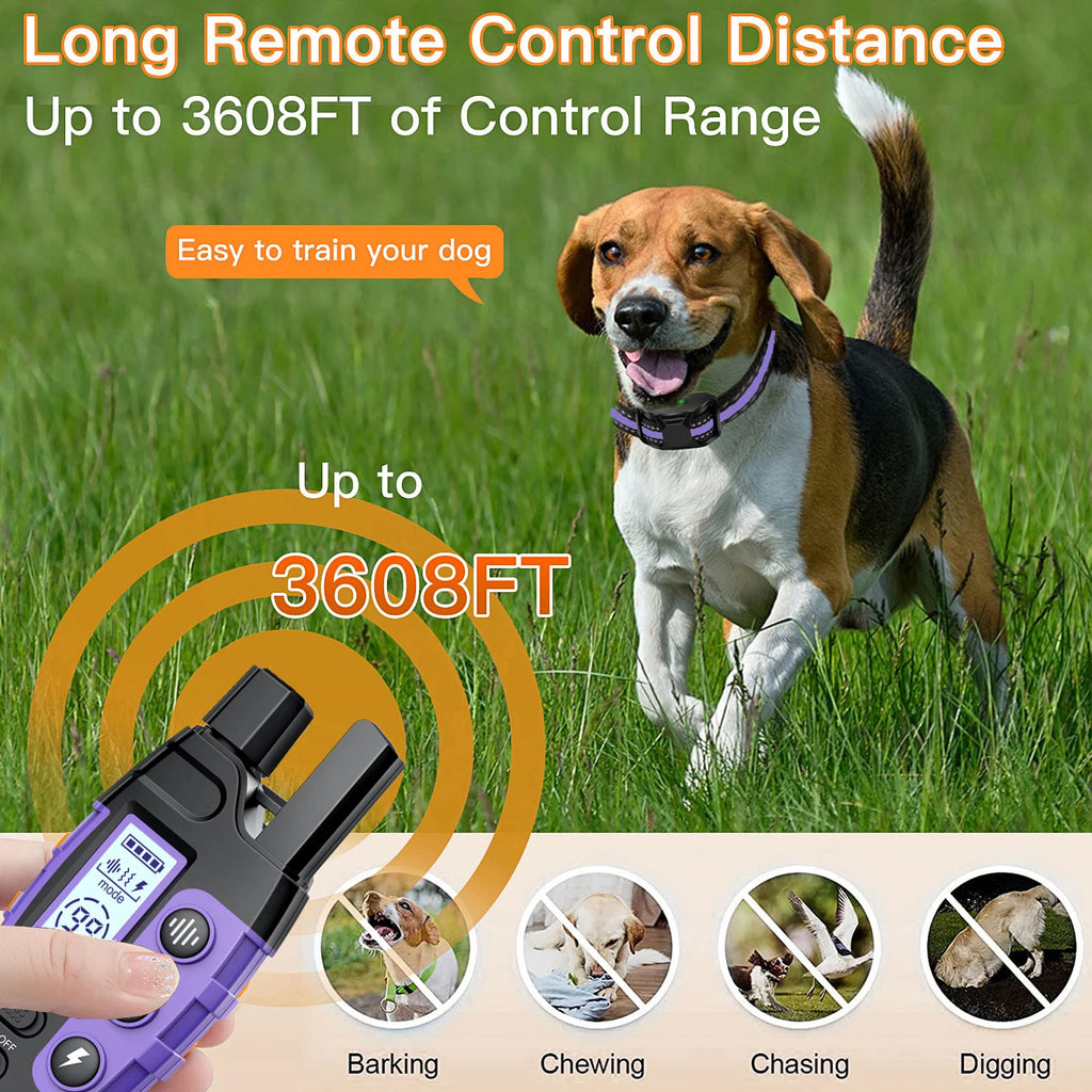 3300Ft elektrisches Hundetrainingshalsband mit Fernbedienung, wasserdicht, für Haustiere mit 5-120lbs, für Welpen, mit Vibration, Stromreiz und Signalton