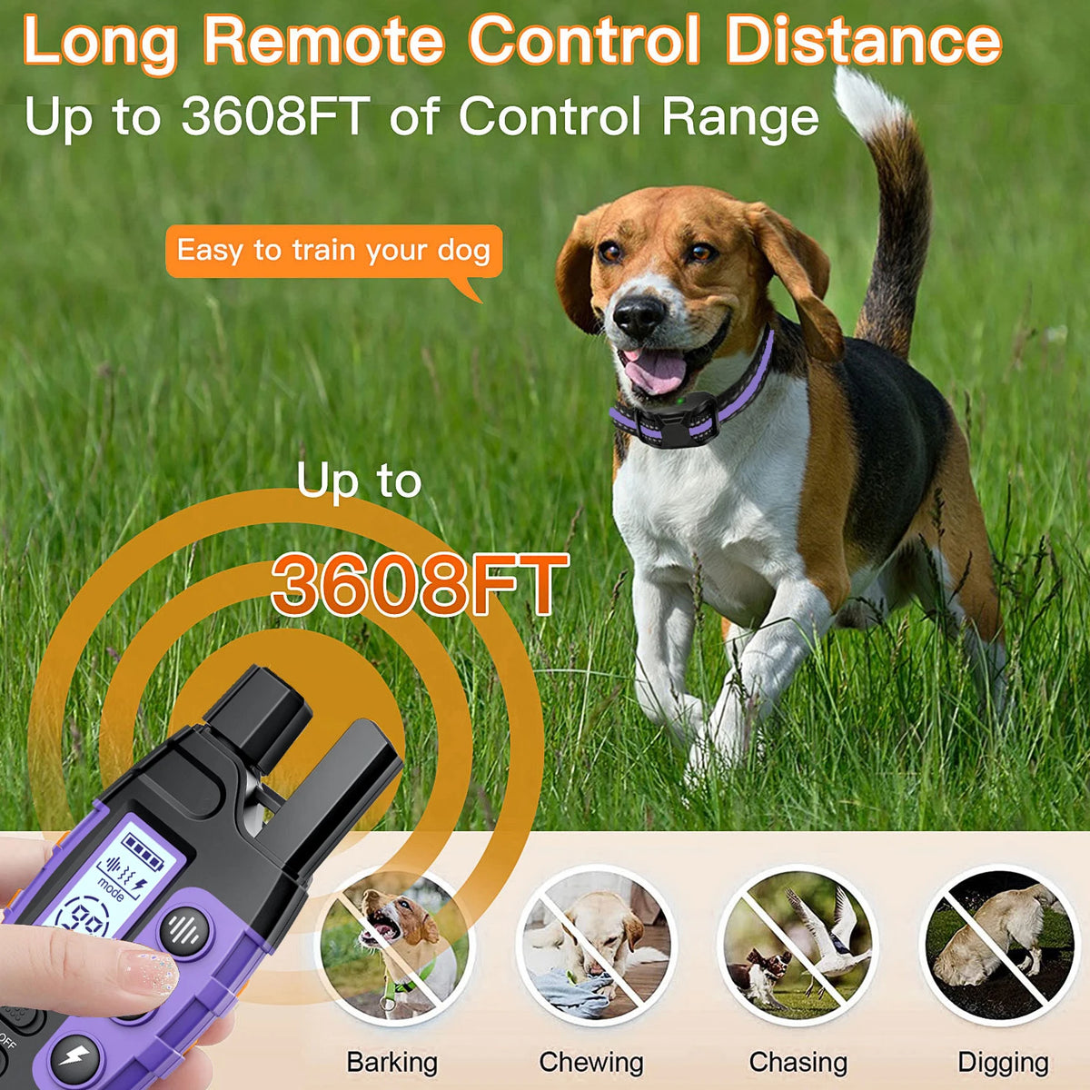 3300Ft elektrisches Hundetrainingshalsband mit Fernbedienung, wasserdicht, für Haustiere mit 5-120lbs, für Welpen, mit Vibration, Stromreiz und Signalton