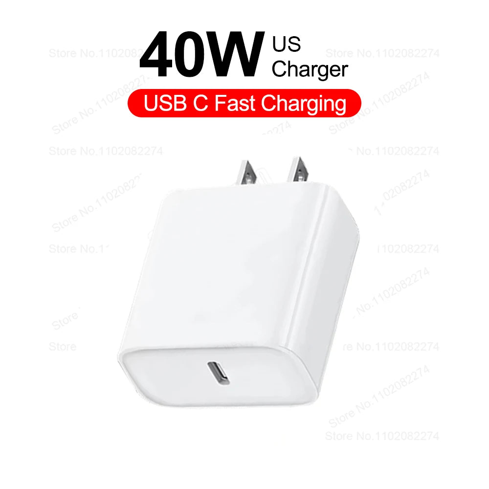 Chargeur original 40W pour iPhone USB Type C Chargeur rapide pour iPhone 17 16 15 14 13 12 11 Pro Max Plus Câble de charge PD Accessoires