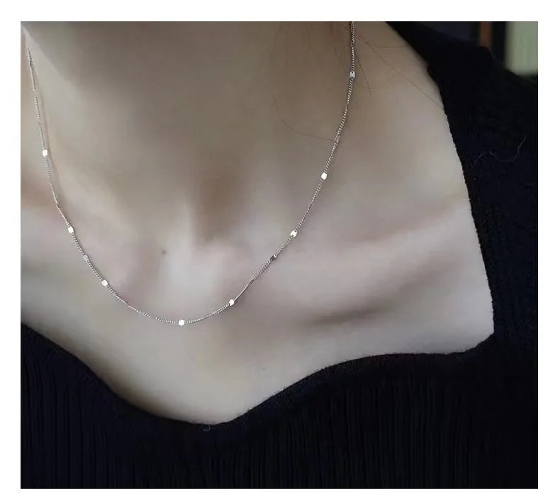 Jkeli  real 925 silver necklace women's sterling silver collarbone chain necklace glitter chain necklace silver jewelry