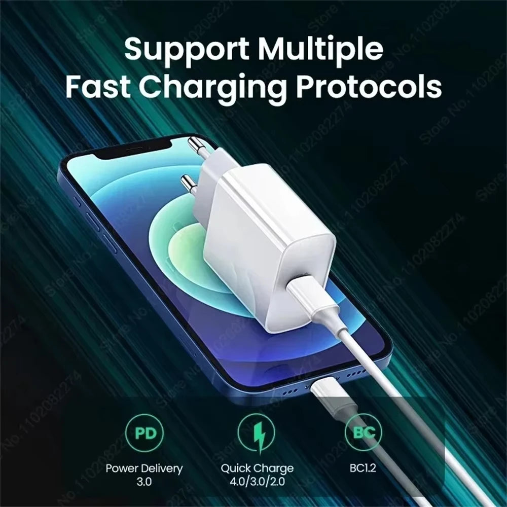 Chargeur original 40W pour iPhone USB Type C Chargeur rapide pour iPhone 17 16 15 14 13 12 11 Pro Max Plus Câble de charge PD Accessoires