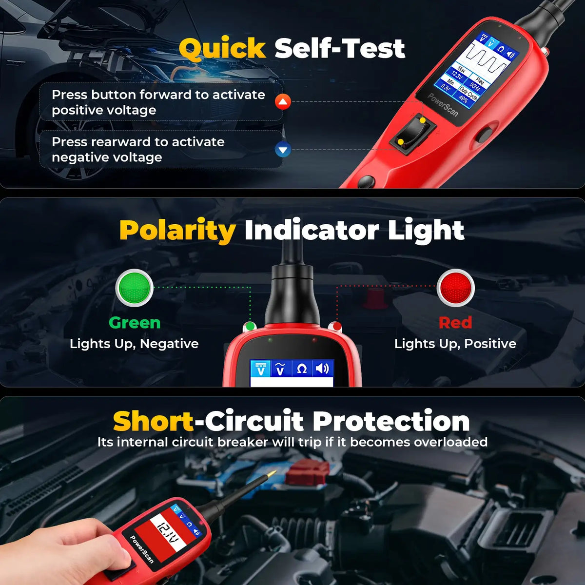 Testeur de circuit automobile Autel Power Scan PS100, kit de sonde de circuit de puissance automobile universel 12V 24V avec câble de 12 m, test AC/DC/continuité/sonde/signal, outil de système électrique d'activation de composants