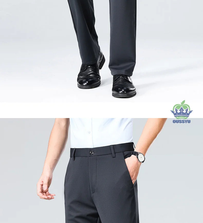 Brand Clothing Summer Thin Men's Stretch Suit Pants Business Slim Straight Work Office Black Formal Trousers Men Plus Size 40
