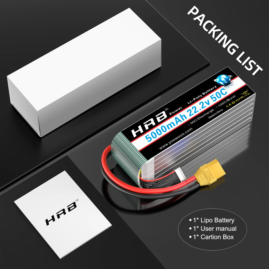 Batterie LiPo HRB 6S 22,2V 5000mAh 50C – XT90