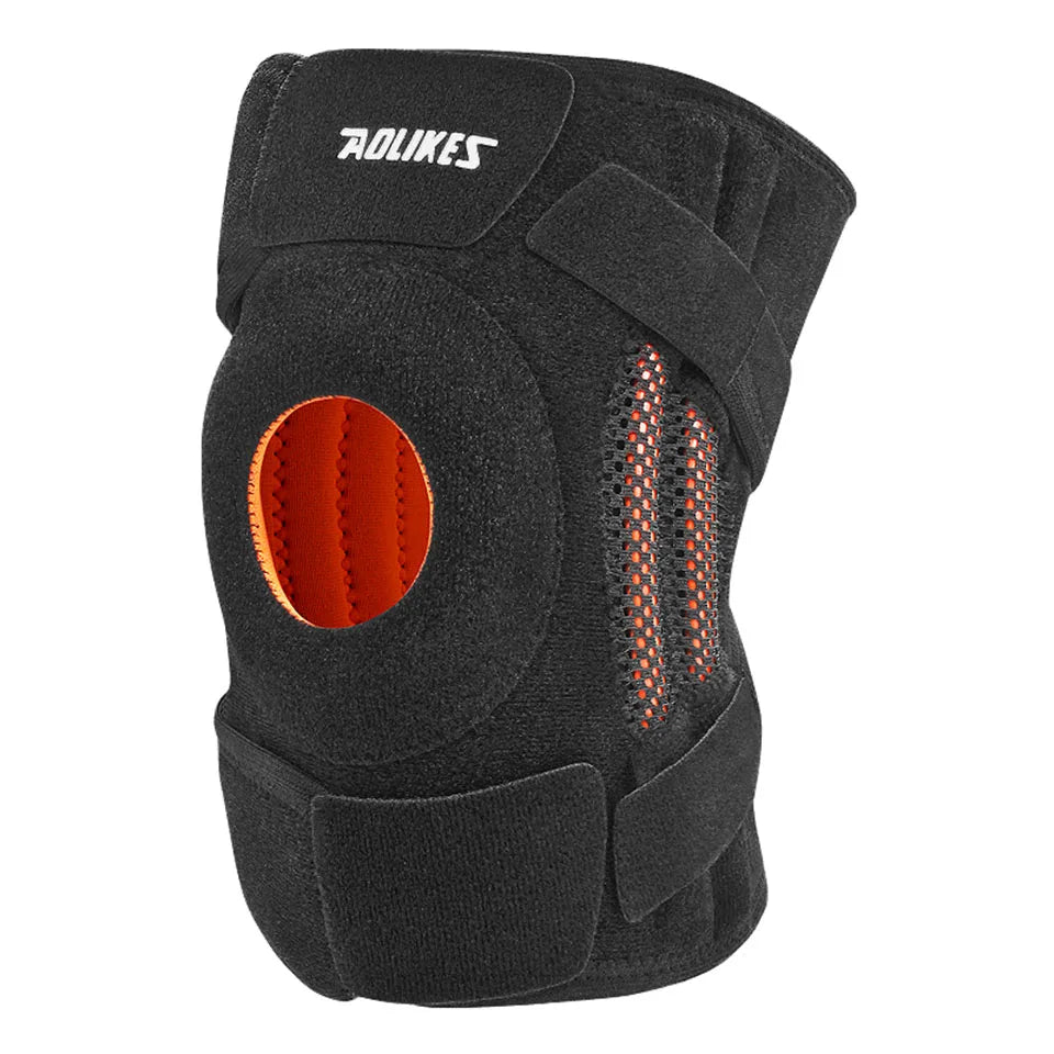 AOLIKES 1PCS Nouvelle Genouillère avec Stabilisateurs Latéraux et Coussinets de Gel pour Rotule, Soutien du Genou pour le Cyclisme, la Course, l'Escalade