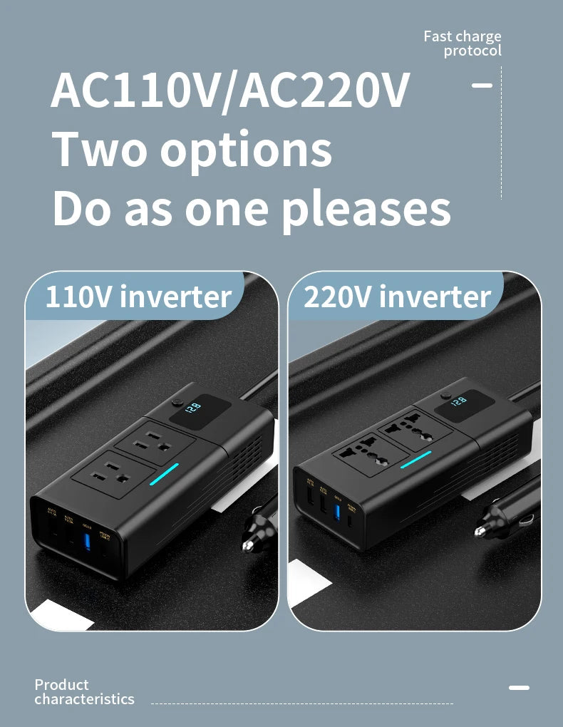 Car Inverter Car Cigarette Iighter 12v Can Be Converted To 110v Or 220v Power Conversion Fast Charger Car Socket Multi-Function