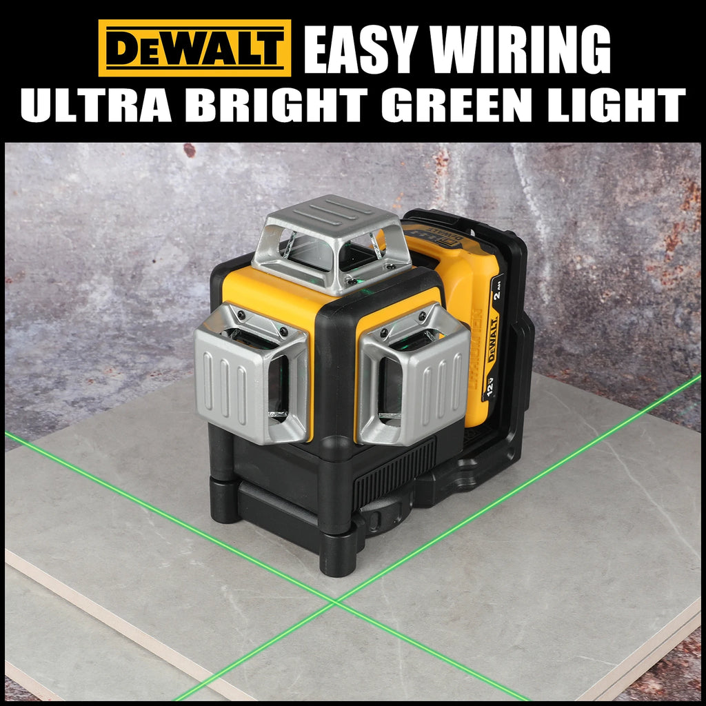 Nivel láser verde Dewalt DW089LG 12V 2026, 12 líneas, 3 lados, 360° vertical y horizontal para proyectos en interiores y exteriores, litio