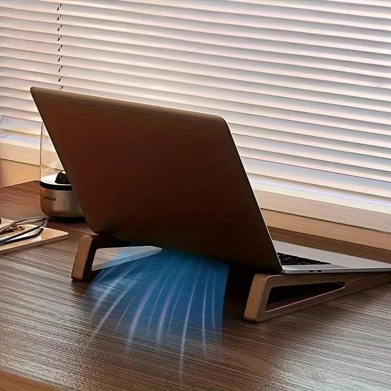 Soporte portátil plegable de madera para portátil: ángulo ergonómico ajustable de 12°, elevador de escritorio de bambú compacto para tabletas y portátiles