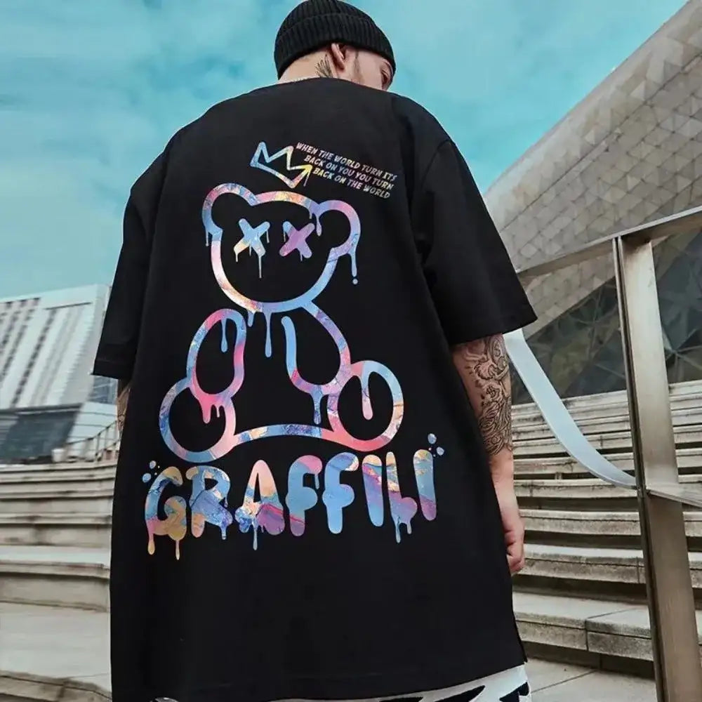 Camiseta con estampado de letra y osito de peluche colorido – Máxima comodidad de verano por BellemApple