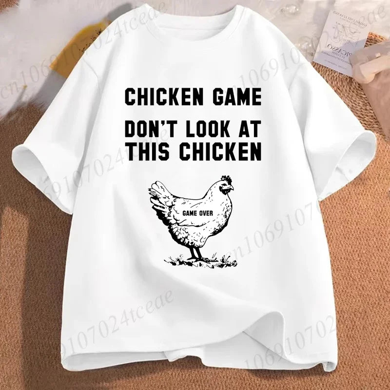 T-shirt homme amusant « Chicken Game Don't Look At The Chicken » – T-shirt imprimé – Hauts de mode pour hommes et femmes – Ropa Hombre