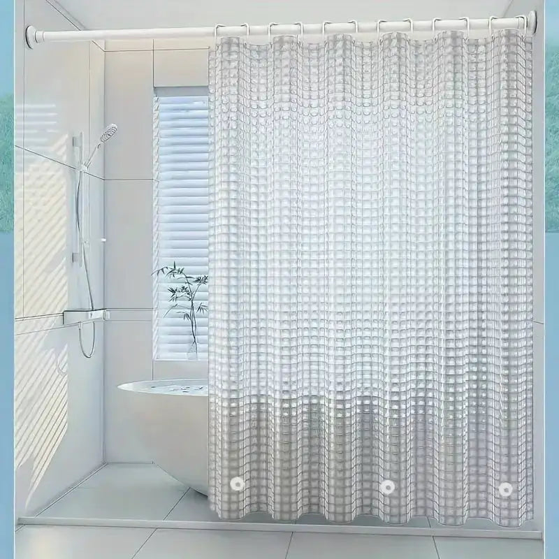 1pc Waterproof Clear Crystal Shower Curtain Liner with Bottom Magnets, Plastic Bathroom Curtain for Bathtubs Bathroom Partitions