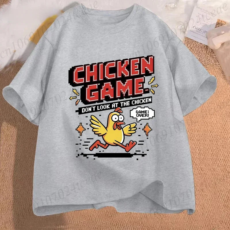 T-shirt homme amusant « Chicken Game Don't Look At The Chicken » – T-shirt imprimé – Hauts de mode pour hommes et femmes – Ropa Hombre