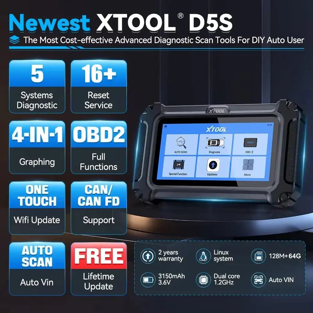 Herramienta de diagnóstico OBD2 XTOOL D5S: 4 en 1, más de 16 funciones de reinicio