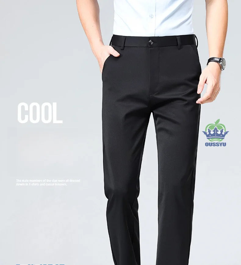 Brand Clothing Summer Thin Men's Stretch Suit Pants Business Slim Straight Work Office Black Formal Trousers Men Plus Size 40