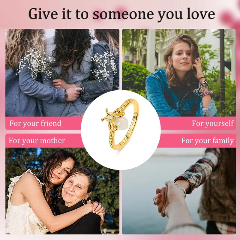 Original 925 Sterling Silver Sparkling Golden Star Firefly Moon Ring For Women Girls Jewelry Birthday Anniversary Gifts
