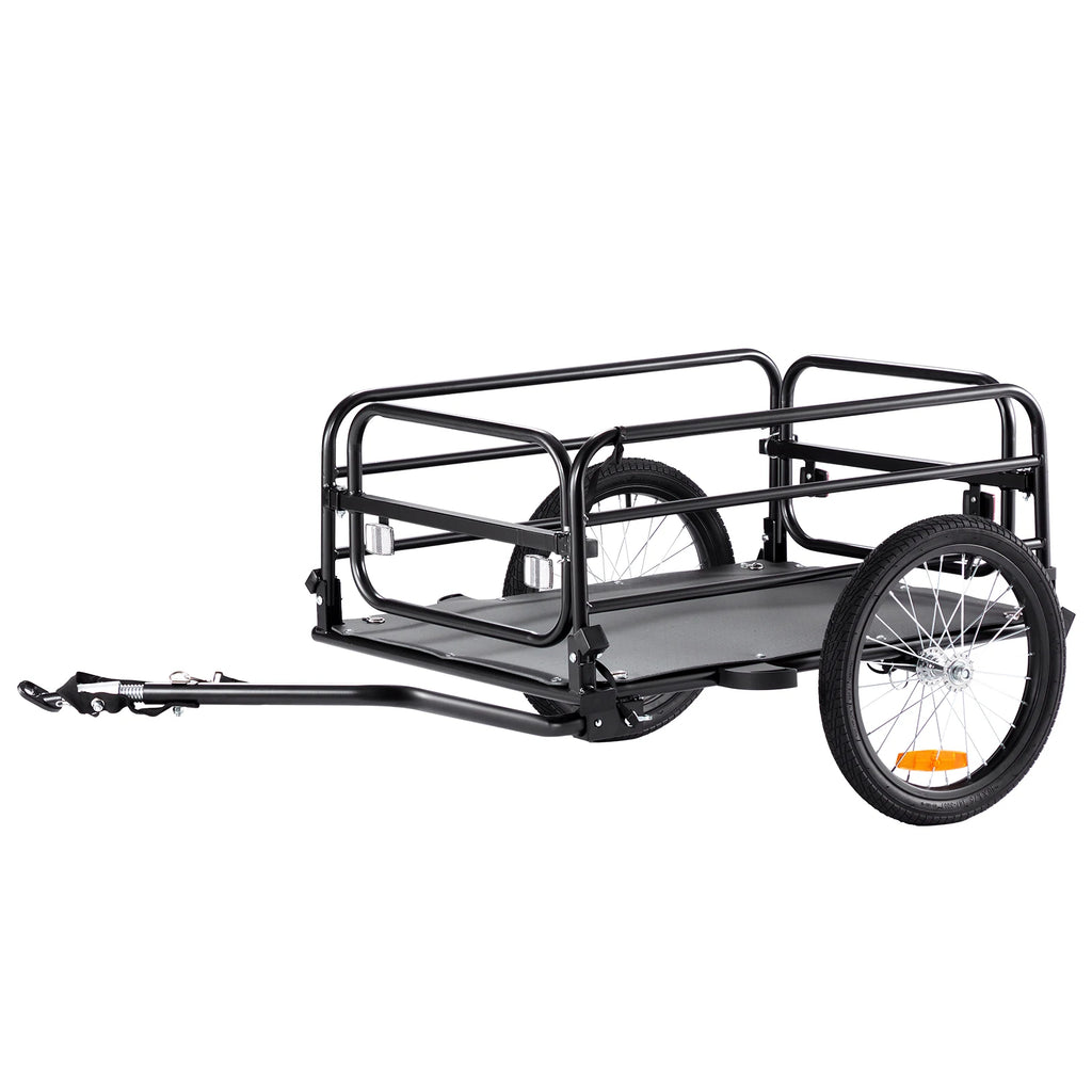 SucceBuy 160ポンド 自転車用カーゴトレーラー 折りたたみ式収納 自転車用ワゴンカート 16インチホイール・安全反射板付き 22〜28インチの自転車ホイールに対応