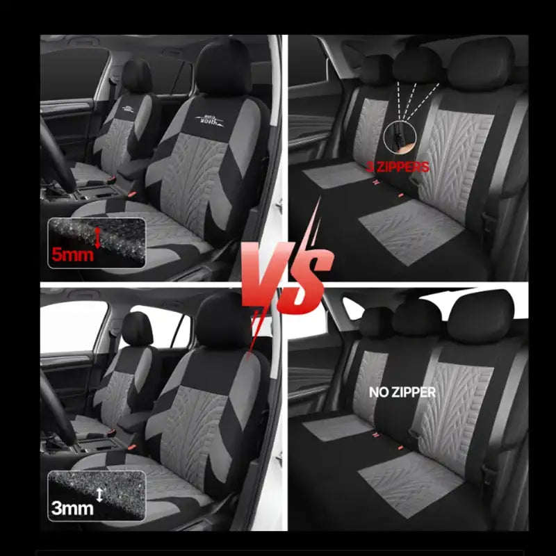 AUTOYOUTH Brand Embroidery Car Seat Covers Full Set Universal Fit Most Cars Covers with Tire Track Detail Styling
