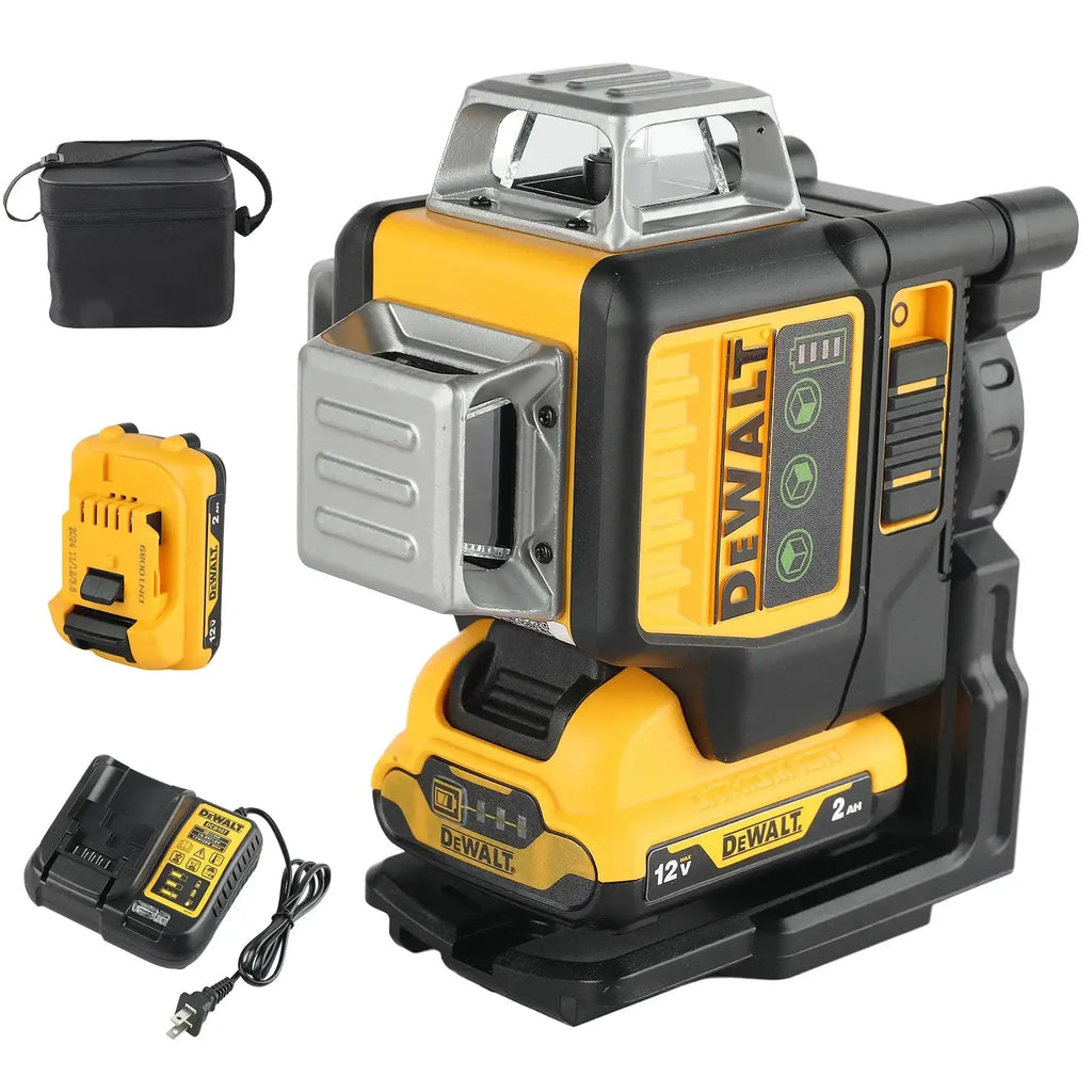 Niveau laser lignes vertes DEWALT DW089LG 12V MAX, 3 x 360°, 3 plans, faisceaux horizontaux et verticaux autonivelants pour aménagement intérieur/extérieur