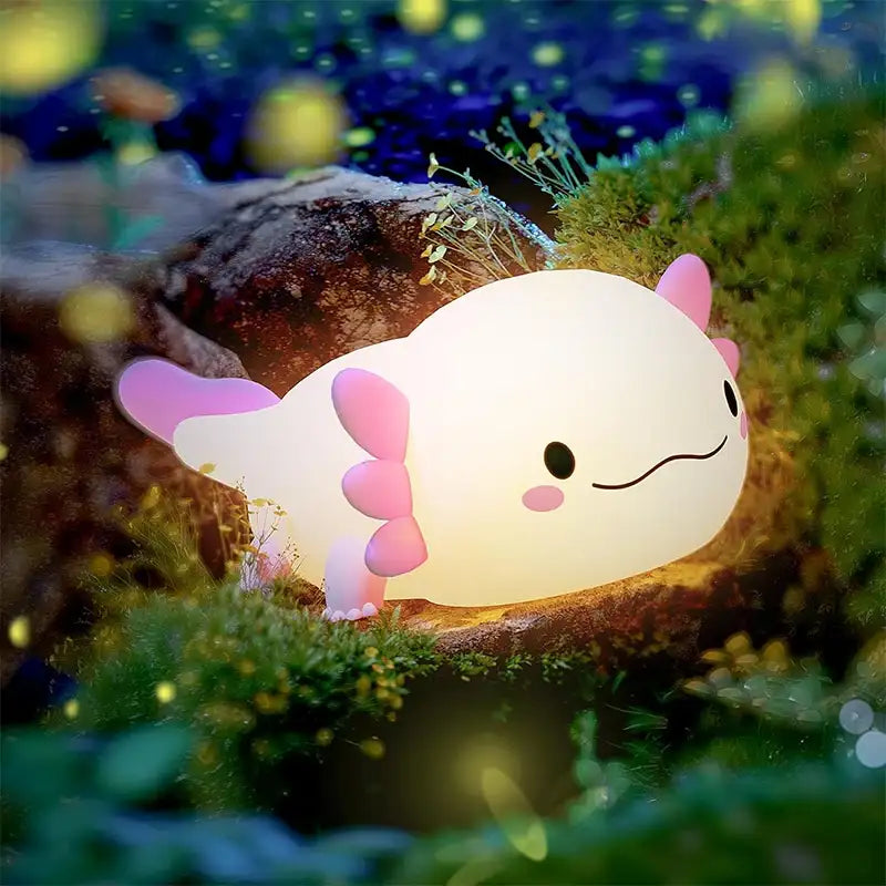 Veilleuse mignonne en silicone Axolotl avec contrôle tactile, rechargeable par USB, lampe de chevet pour bébé et enfants