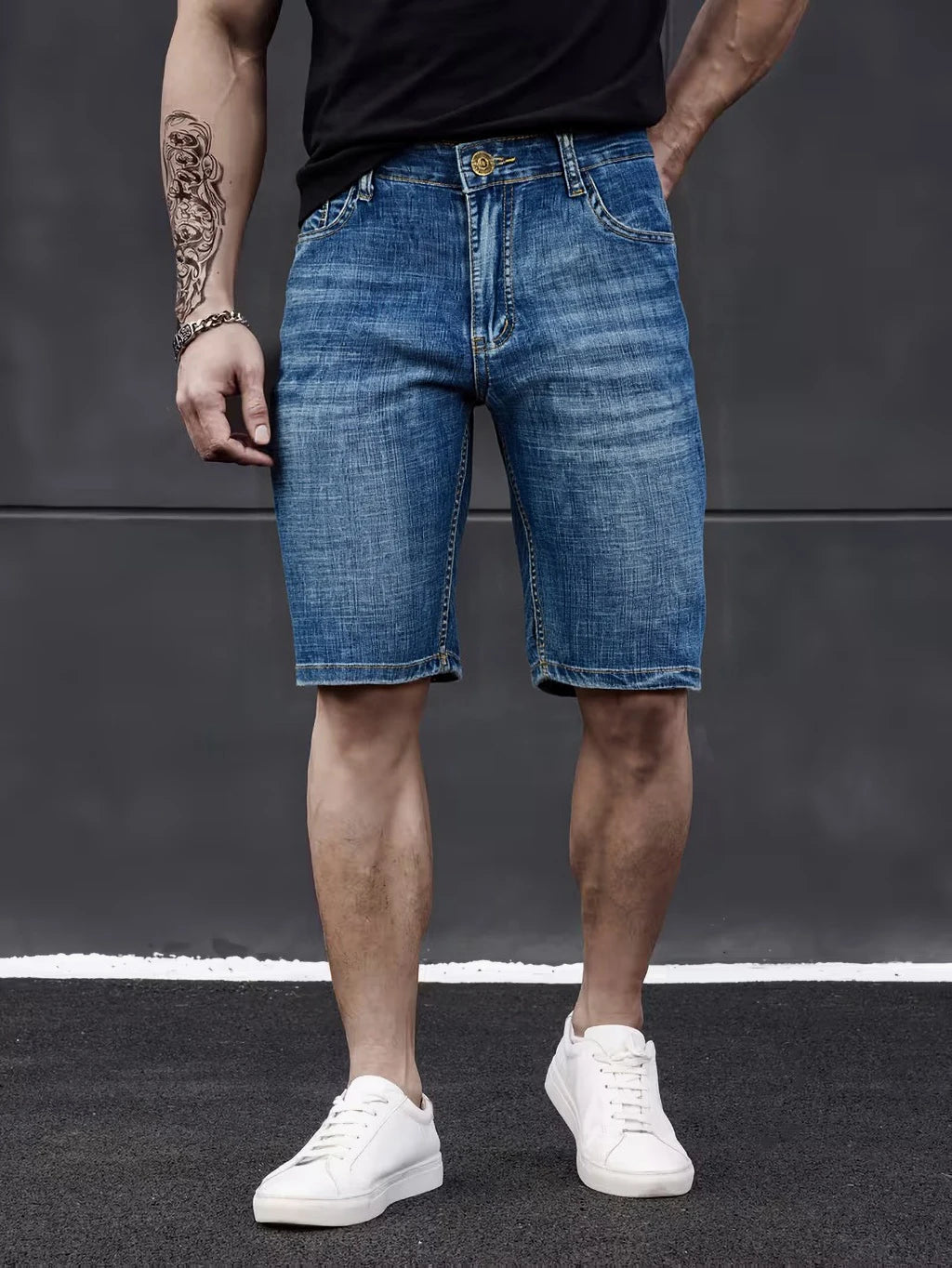 Shorts en jean moulants pour hommes, style classique 2026, nouvelle mode décontractée d'été, pantalon court fin et extensible, taille 40