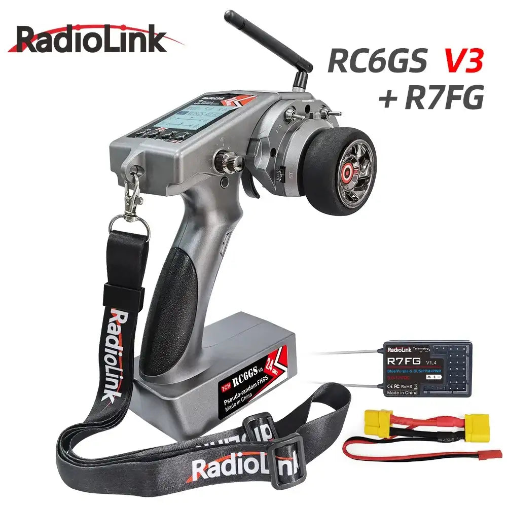 Radiolink RC6GS V3 2.4G 7-Kanal-Funksender mit R7FG-Empfänger, Kreisel und Telemetrie, Fernsteuerung für RC-Auto und -Boot
