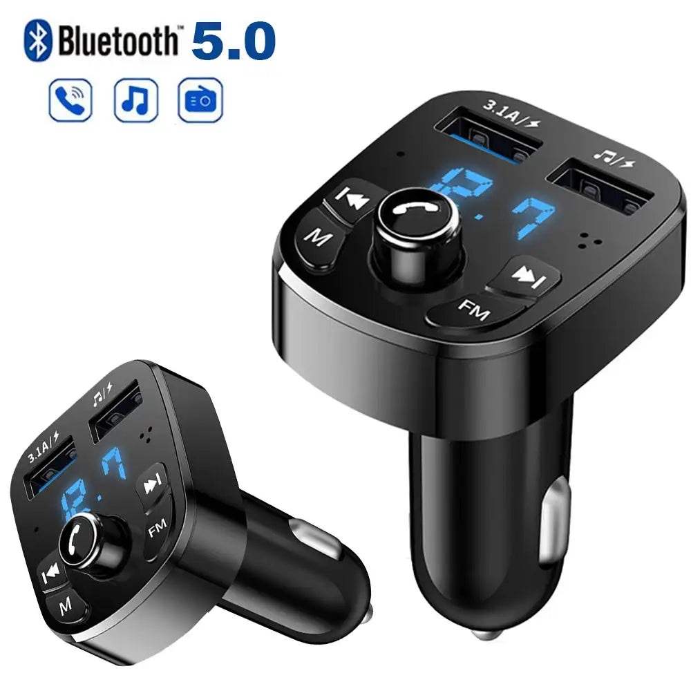 MP3-Player fürs Auto, Dual-USB-Schnellladegerät, FM-Transmitter, Bluetooth-kompatibel 5.0, Freisprecheinrichtung, Kfz-Kit, USB-Stick-Anschluss, Kfz-Kit