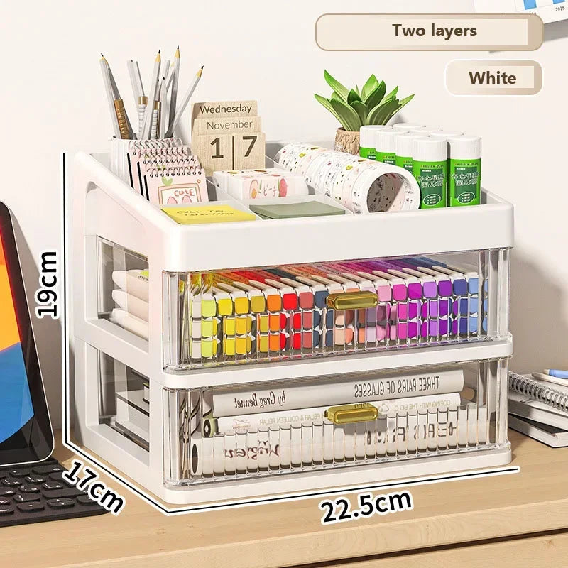 Drawer Storage Desk Organizer Stationery Transparent Office Supplies Organizers Accessories Box Plastic Organizing Boxes School