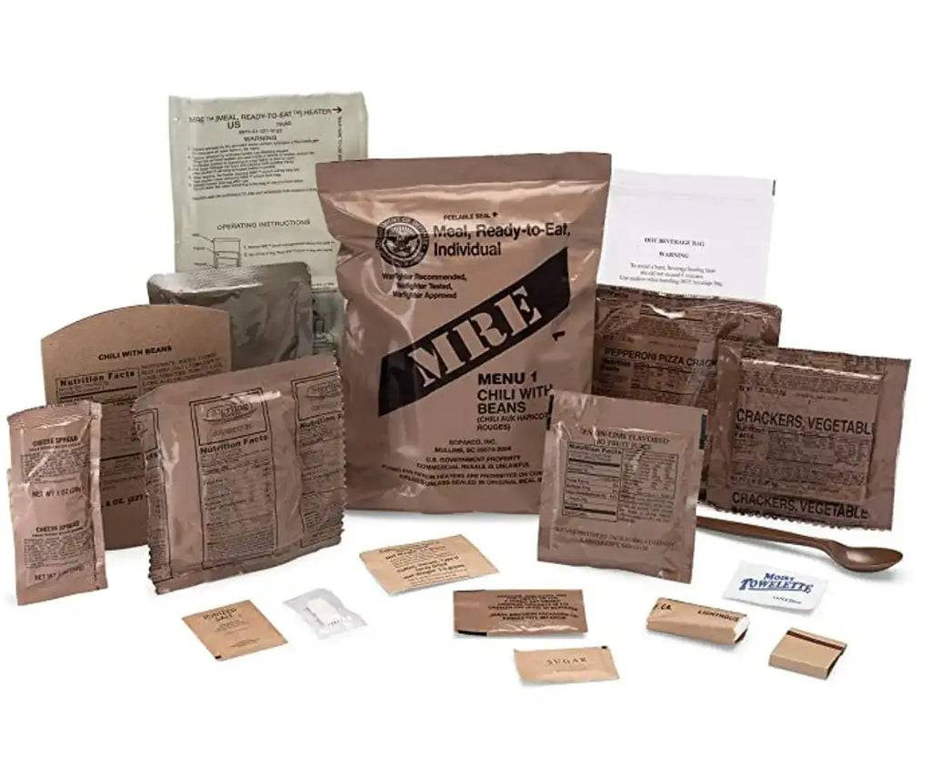 Caja de 24 raciones de combate MRE (Meals Ready to Eat) de excedente militar de EE. UU., menús 1-24, fecha de inspección 2021, 2.71 libras