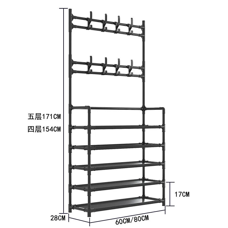 Shoe Rack Simple Door Household Integrated Hanger Multi-layer Storage Shoe Cabinet Floor Rack Shoes