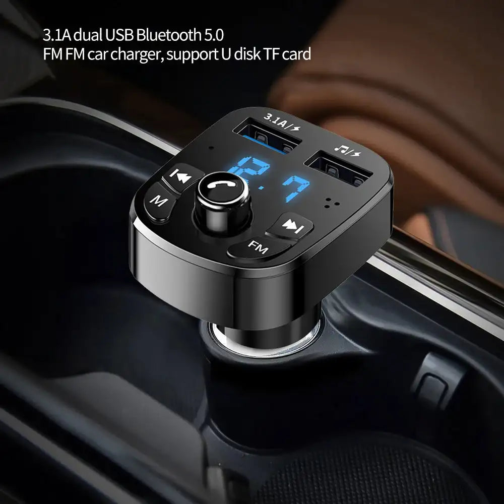 MP3-Player fürs Auto, Dual-USB-Schnellladegerät, FM-Transmitter, Bluetooth-kompatibel 5.0, Freisprecheinrichtung, Kfz-Kit, USB-Stick-Anschluss, Kfz-Kit