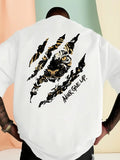 T-shirt homme en 100 % coton doux et de première qualité, motif « Griffe de tigre, ne jamais abandonner », idéal pour un style audacieux et streetwear estival