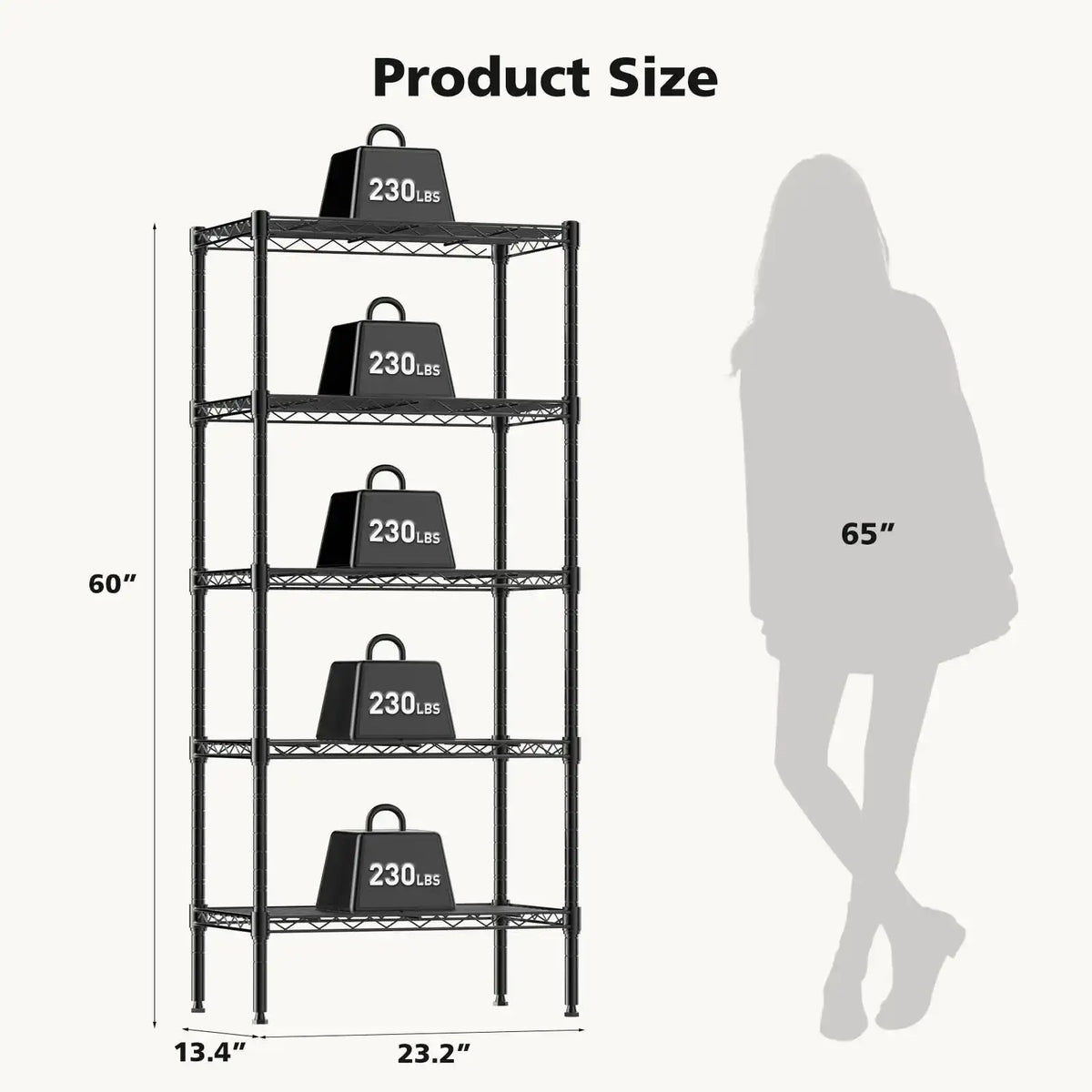 JHK 3-5 Tier Metal Wire Storage Shelves Adjustable Storage Racks Heavy Duty Standing Shelf Organizer for Living Room and Kitchen